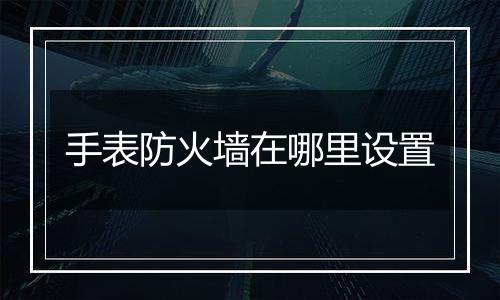 手表防火墙在哪里设置