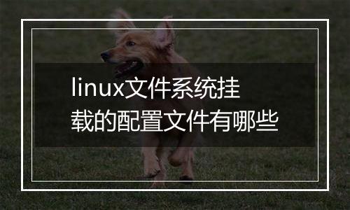 linux文件系统挂载的配置文件有哪些