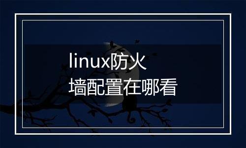 linux防火墙配置在哪看