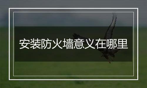 安装防火墙意义在哪里
