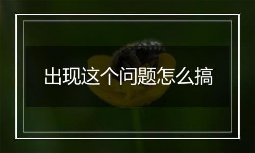 出现这个问题怎么搞