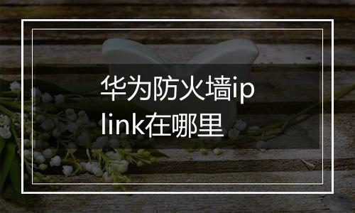 华为防火墙iplink在哪里