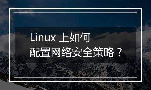 Linux 上如何配置网络安全策略?