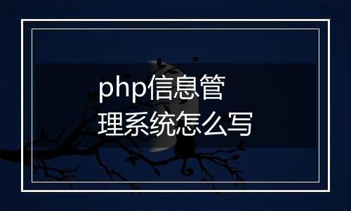 php信息管理系统怎么写
