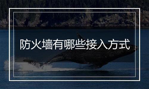 防火墙有哪些接入方式