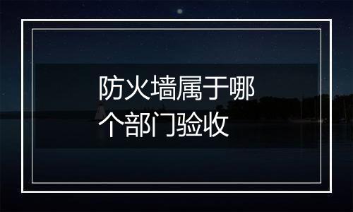 防火墙属于哪个部门验收