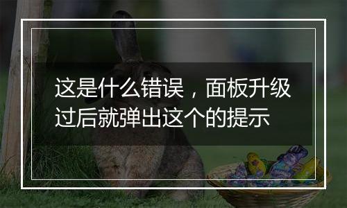 这是什么错误,面板升级过后就弹出这个的提示