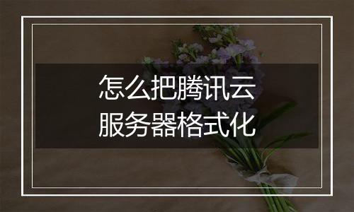 怎么把腾讯云服务器格式化