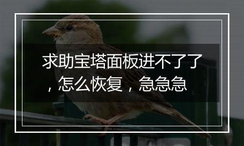 求助宝塔面板进不了了,怎么恢复,急急急
