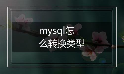 mysql怎么转换类型