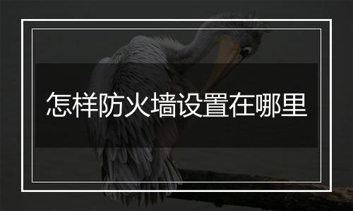 怎样防火墙设置在哪里