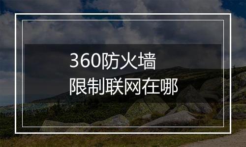 360防火墙限制联网在哪