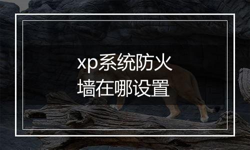 xp系统防火墙在哪设置