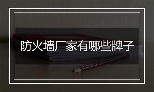 防火墙厂家有哪些牌子