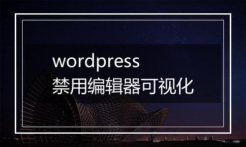 wordpress禁用编辑器可视化