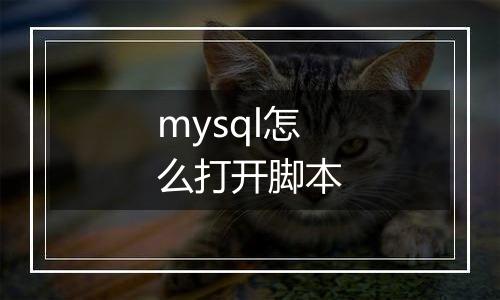 mysql怎么打开脚本