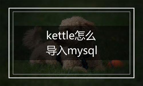 kettle怎么导入mysql