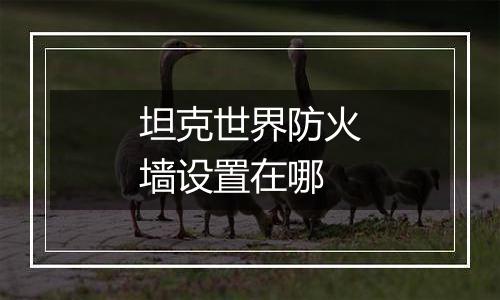 坦克世界防火墙设置在哪