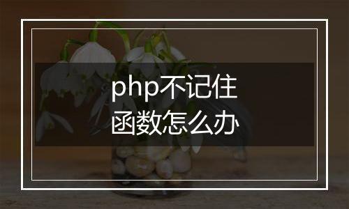 php不记住函数怎么办