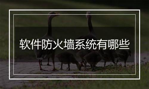 软件防火墙系统有哪些