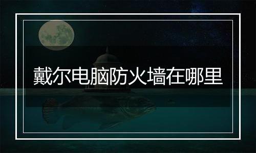 戴尔电脑防火墙在哪里