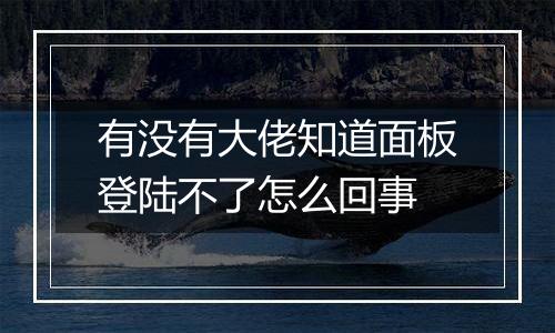 有没有大佬知道面板登陆不了怎么回事