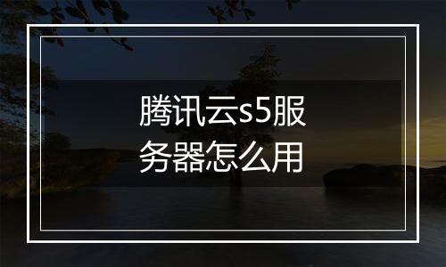 腾讯云s5服务器怎么用