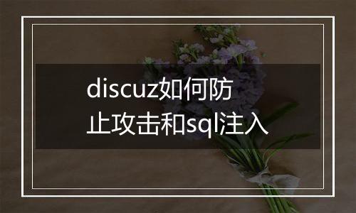 discuz如何防止攻击和sql注入