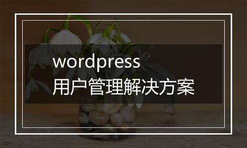 wordpress用户管理解决方案
