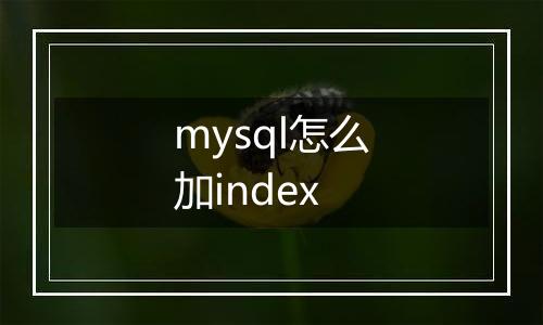 mysql怎么加index