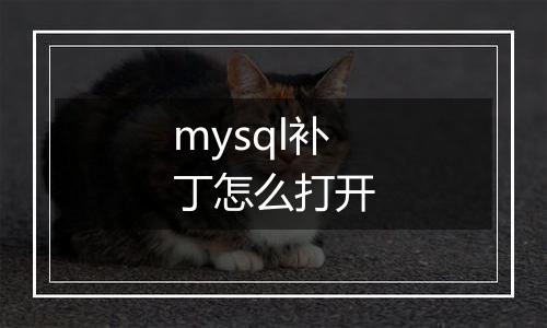 mysql补丁怎么打开