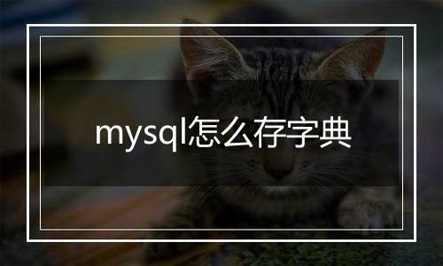 mysql怎么存字典