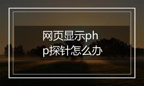 网页显示php探针怎么办