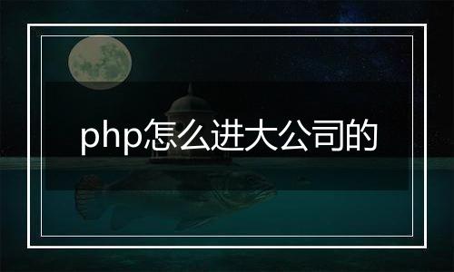 php怎么进大公司的
