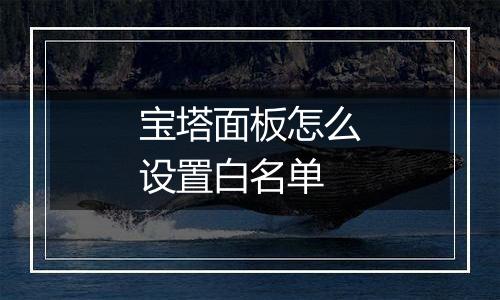 宝塔面板怎么设置白名单