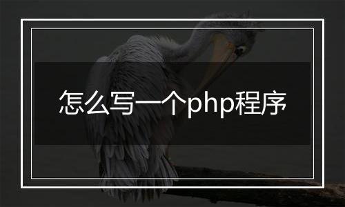 怎么写一个php程序