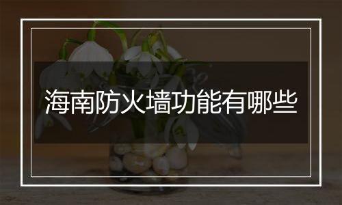 海南防火墙功能有哪些