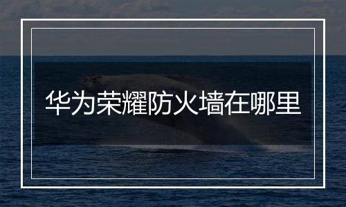 华为荣耀防火墙在哪里