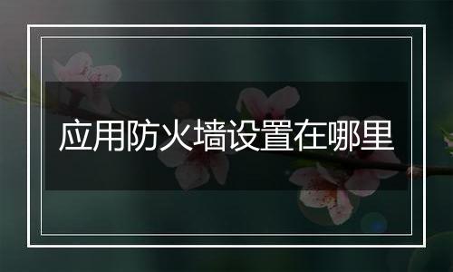 应用防火墙设置在哪里