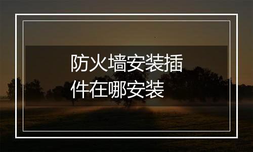 防火墙安装插件在哪安装