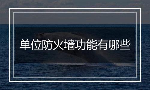 单位防火墙功能有哪些