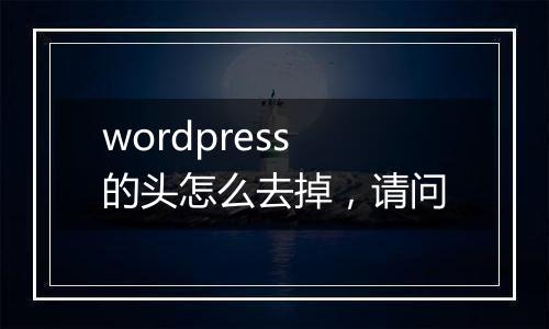 wordpress的头怎么去掉,请问