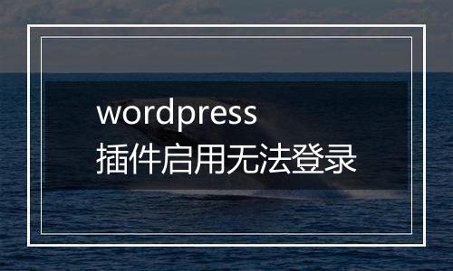 wordpress插件启用无法登录