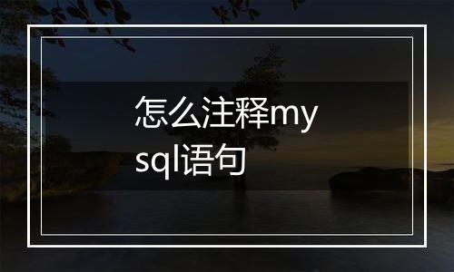 怎么注释mysql语句