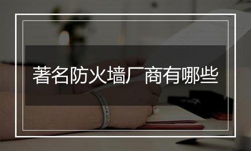 著名防火墙厂商有哪些