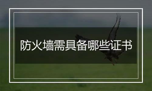 防火墙需具备哪些证书