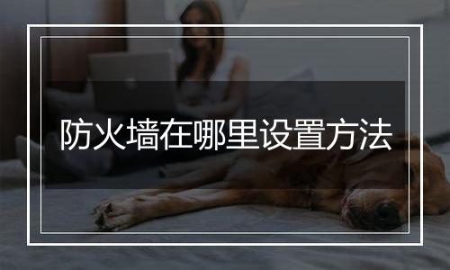 防火墙在哪里设置方法