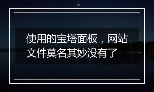使用的宝塔面板，网站文件莫名其妙没有了