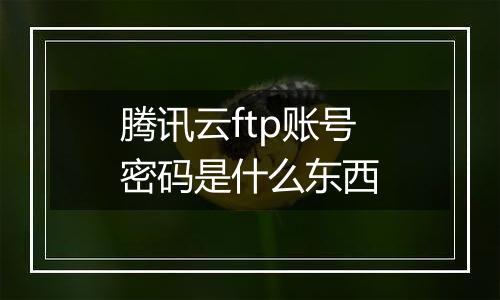 腾讯云ftp账号密码是什么东西