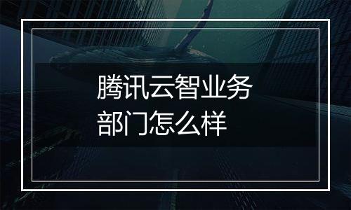 腾讯云智业务部门怎么样